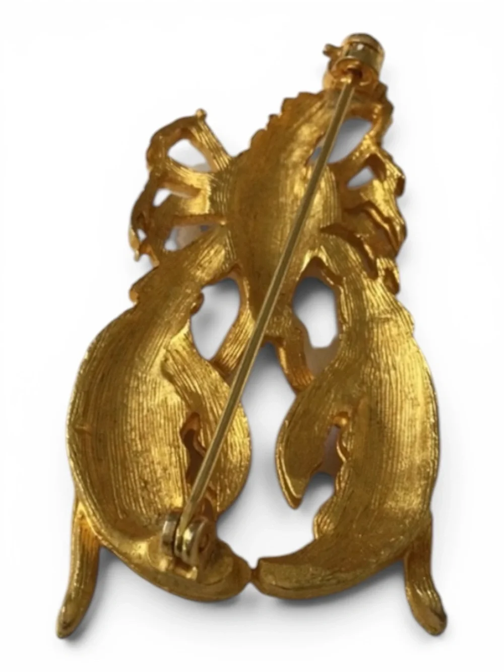 Vintage 1960s-70s Brushed Gold‑Tone Lobster Brooch